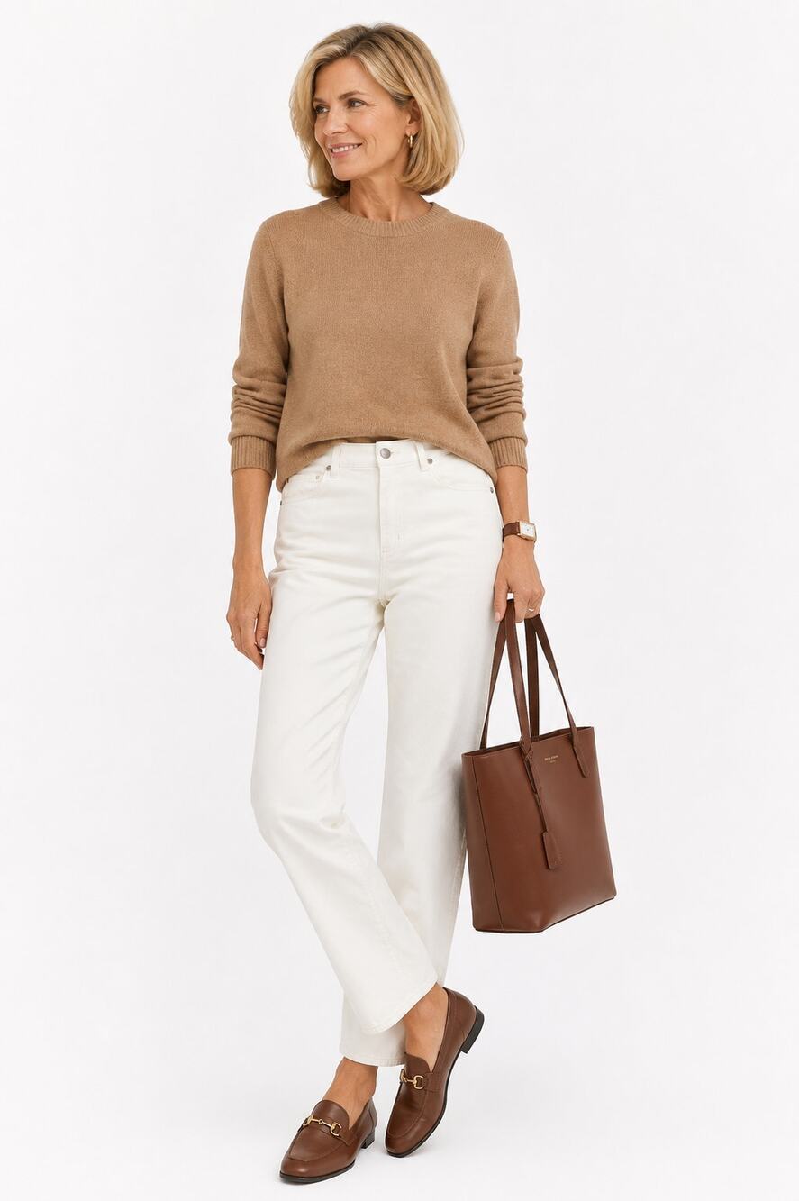Eileen Fisher Organic Cotton Corduroy Straight Pants Ivory Size 8 High Rise